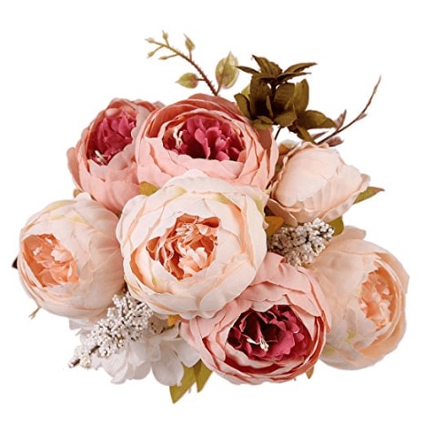 Bouquet de Mariée - Pivoines et autres Fleurs Artificielles - Rose - Déco de Mariage Romantique