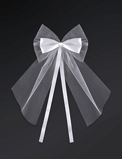 10 Nœuds De Mariage En Tulle Blanc Avec Cœurs – Déco Voiture De Mariée, Fête, Anniversaire !