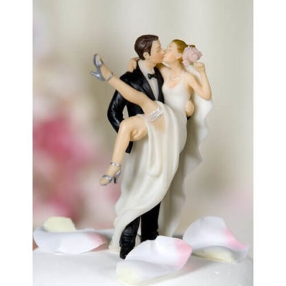 Figurine Mariés – Mariée Sautant dans les Bras – Déco Gâteau Mariage