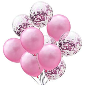 Rose Clair Métallisé et Confettis - Compatible Hélium - Lot 20 Ballons